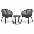 3-teiliges Garten-Loungeset Grau/Schwarz mit 2 Sesseln und rundem Tisch, Sessel 65 × 62 × 78 cm, Tisch Ø 50 × 50 cm