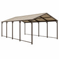 Freistehender Carport 600 × 300 × 270 cm aus braunem Stahl mit transparentem Polycarbonat-Satteldach