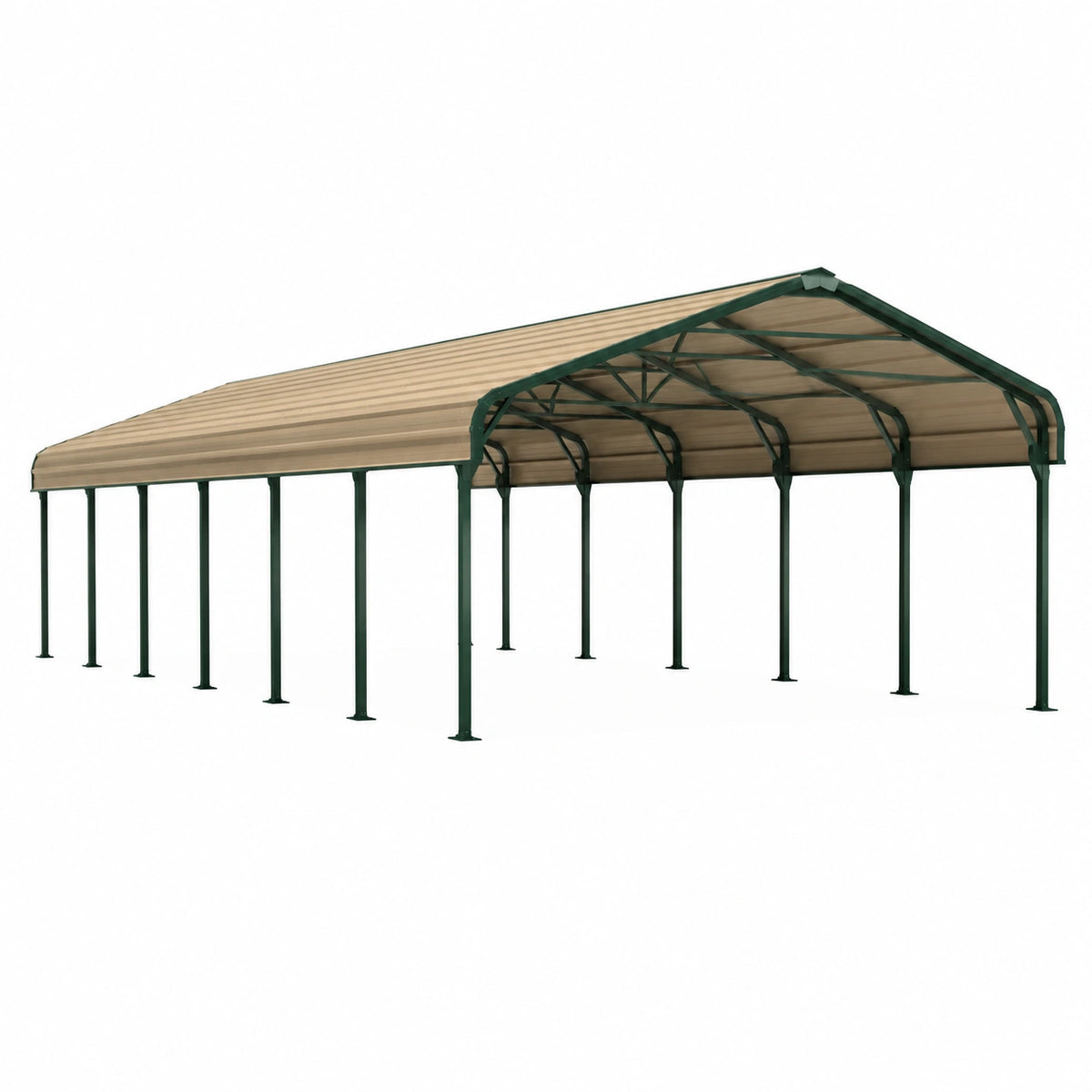 Freistehendes Stahlgestell mit Polycarbonat-Satteldach 600 × 300 × 280 cm Grün/Transparent