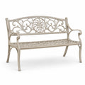 Klassische Metallbank in Creme mit Armlehnen, 122 × 61 × 92 cm