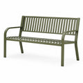 Gartenbank aus Metall in Olivgrün mit Armlehnen, 125 × 62 × 88 cm