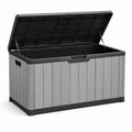 Garten-Aufbewahrungsbox aus Kunststoff, 119 × 48 × 60 cm, Grau/Schwarz, wetterfest