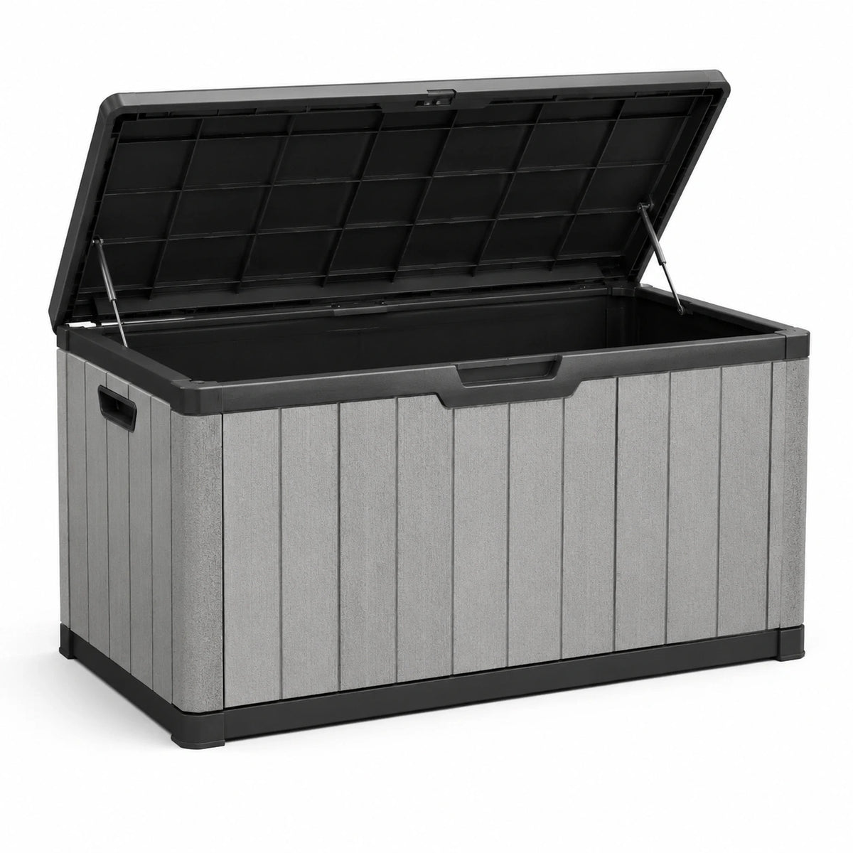 Garten-Aufbewahrungsbox aus Kunststoff, 119 × 48 × 60 cm, Grau/Schwarz, wetterfest