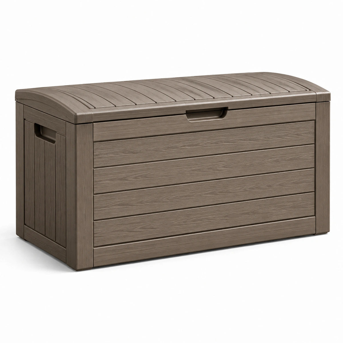 Garten-Aufbewahrungsbox aus Kunststoff in Taupe-Holzoptik, 120 × 60 × 60 cm