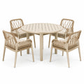 5-teiliges Gartenmöbel-Set Beige mit rundem Tisch Ø 100 x 75 cm und 4 Armlehnstühlen 60 x 65 x 82 cm
