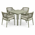 5-teiliges Gartenmöbel-Set Olivgrün/Beige mit Tisch 90 × 90 × 75 cm und 4 Armlehnsesseln 63 × 60 × 76 cm