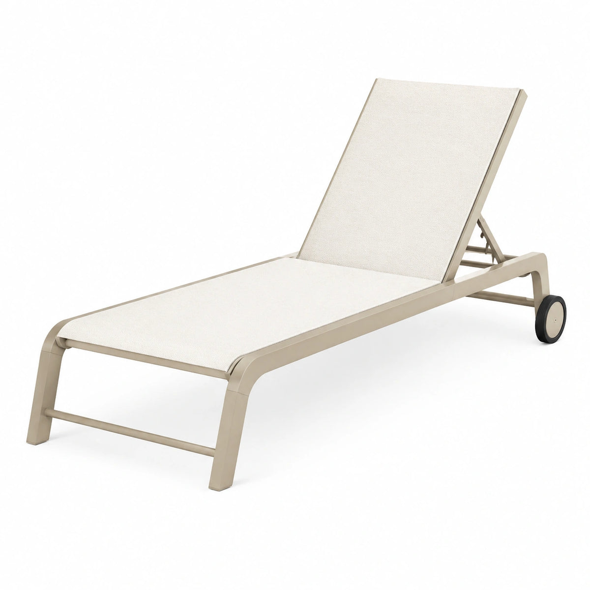 Verstellbare Sonnenliege 195 × 65 × 95 cm aus Metall und Textilgewebe in Beige/Cremeweiß