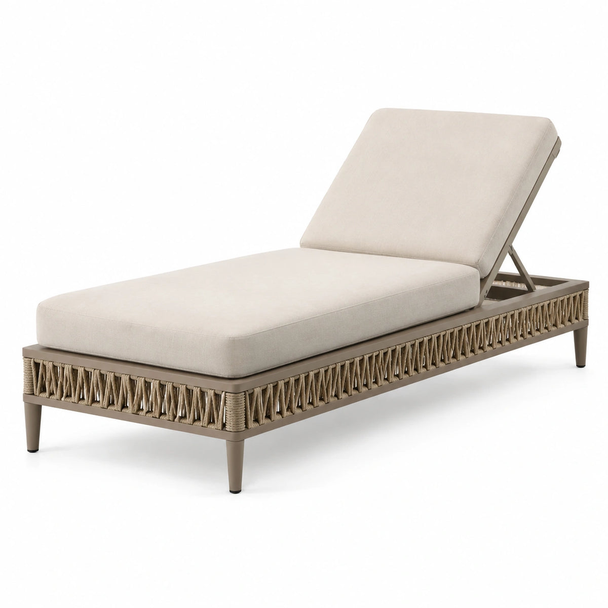 Sonnenliege 200 × 75 × 35 cm in Beige/Taupe mit Metallgestell und verstellbarer Rückenlehne