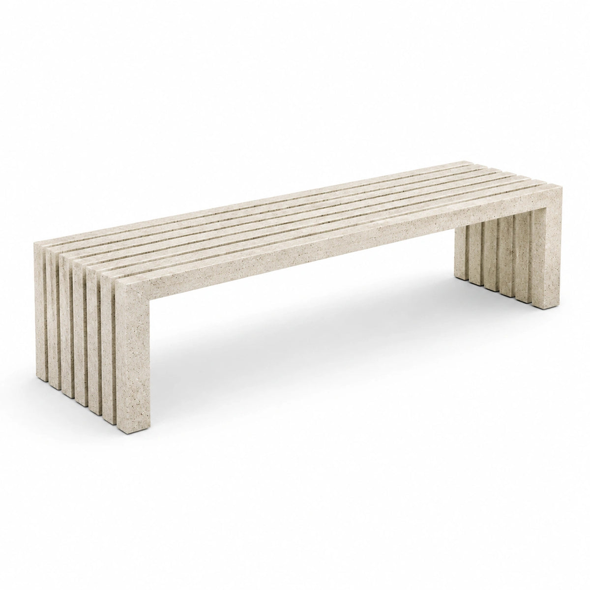 Naturstein-Sitzbank Beige mit gerilltem Design, 180 × 40 × 45 cm