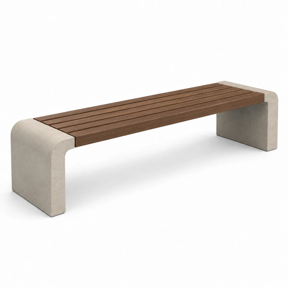 Gartenbank aus Holz und Beton, Braun/Beige, 180 x 40 x 45 cm