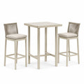 Beiges Bartisch-Set aus Aluminium mit 2 Barstühlen, 100 × 100 × 110 cm