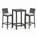 3-teiliges Bar-Set Schwarz/Hellgrau mit Tisch 70 × 70 × 105 cm und 2 Stühlen 45 × 56 × 110 cm