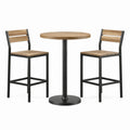 3-teiliges Bar-Set für Balkon und Terrasse, Ø 60 × 100 cm, Stühle je 42 × 46 × 100 cm, Natur/Schwarz